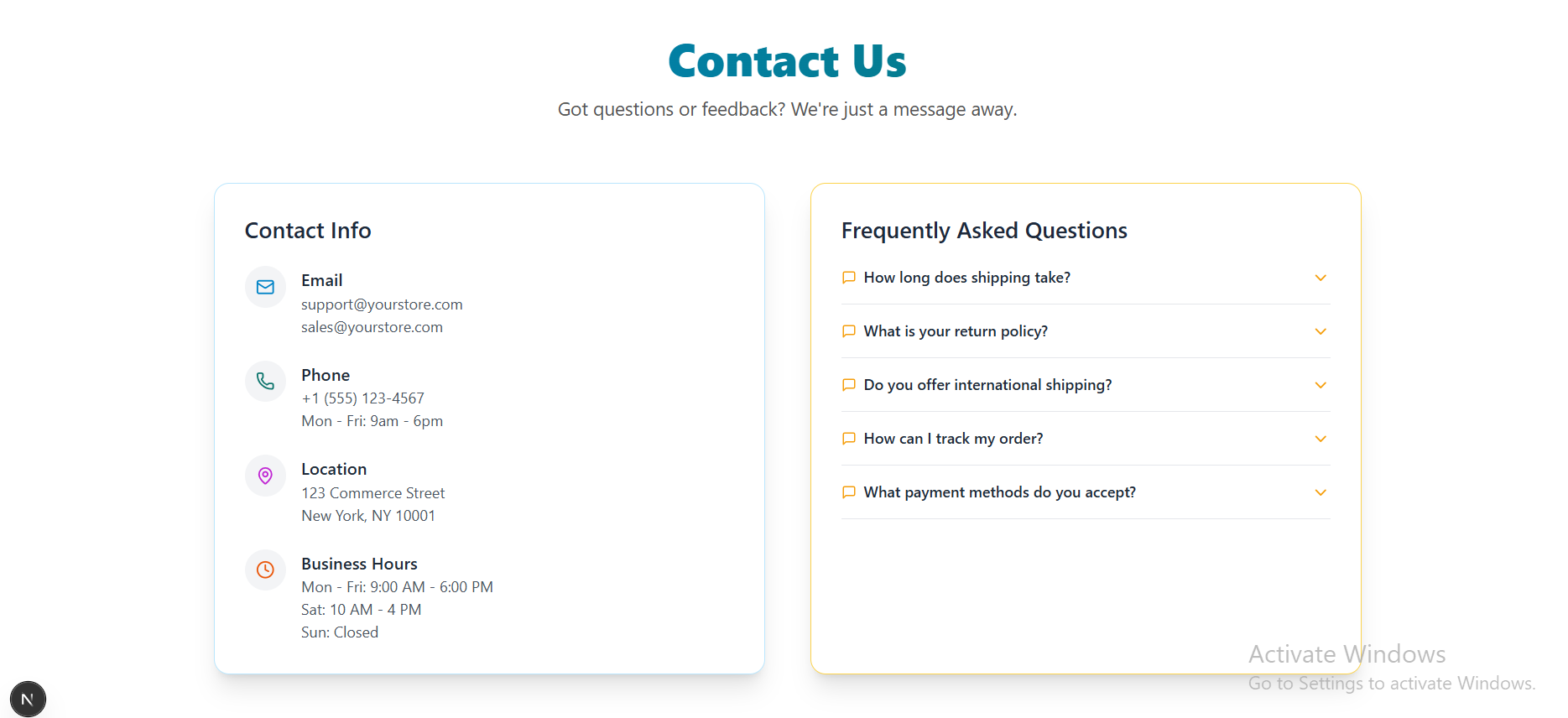 Contact Page Preview