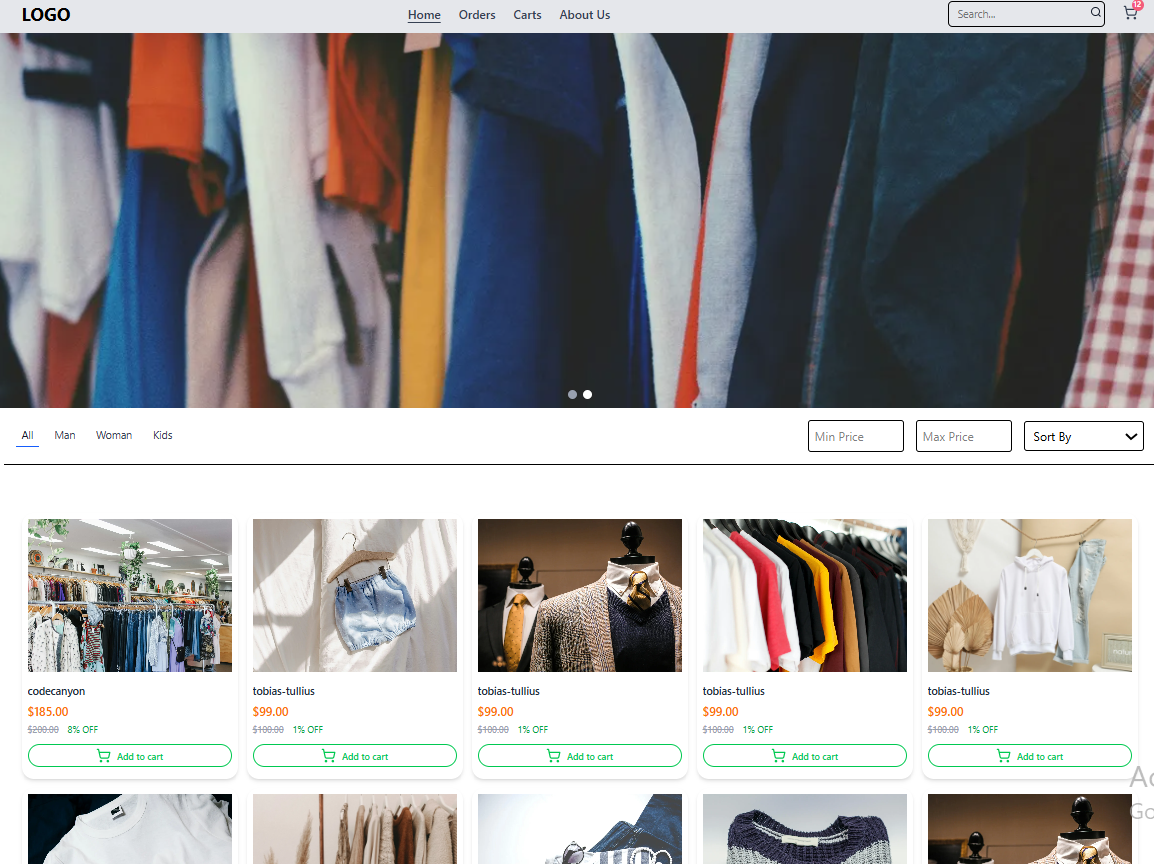 Shopping Home Page Preview