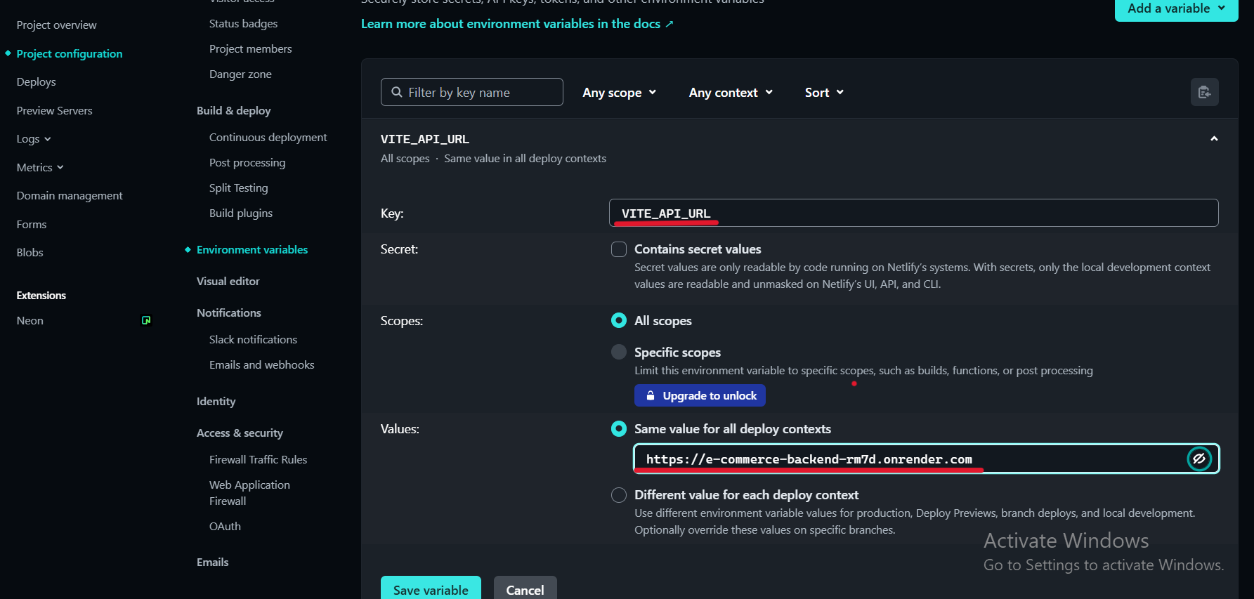 Dashboard variables