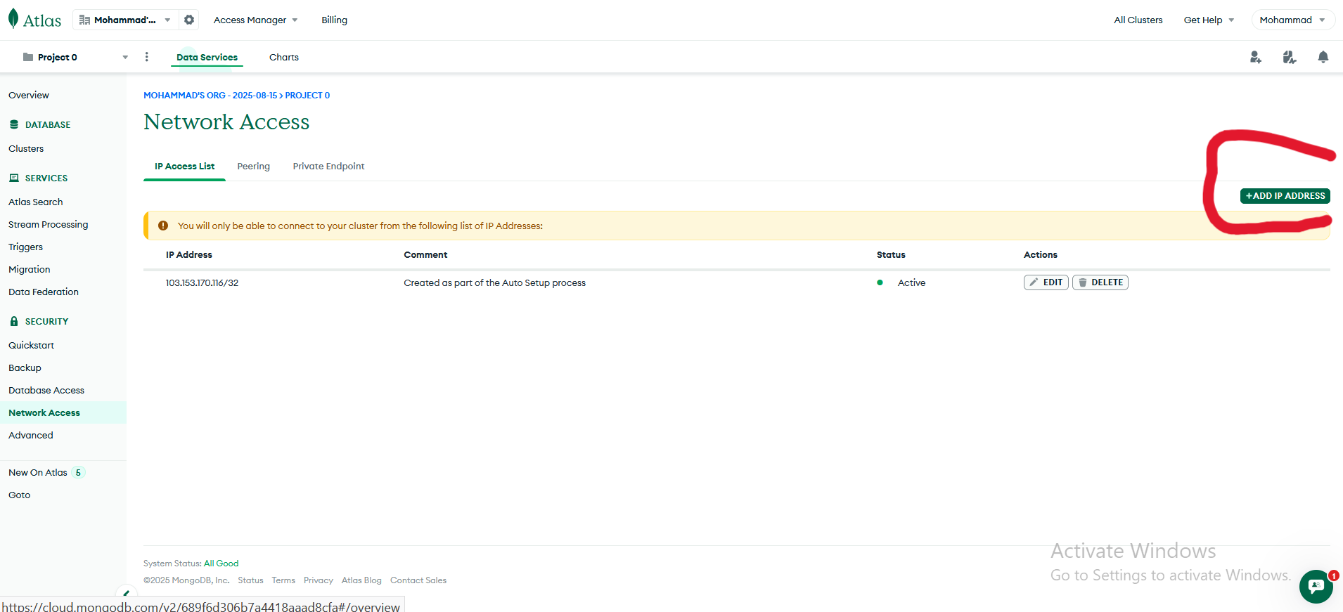 Network access configuration